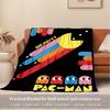 1pc Pac-Man,Retro Gaming,Classic ArcadeDigital Print Fleece Blanket - Contemporary Style, Suitable for All Seasons, Perfect for Home, Travel