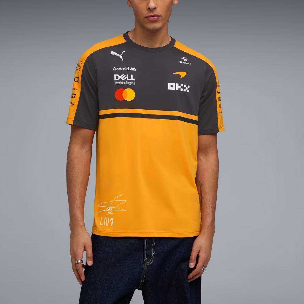 Puma X McLaren Реплика Гонки Норрис Вязаная футболка с круглым вырезом с коротким рукавом Мужские топы 713953-01