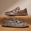 New Summer Sandals Men Soft Leather Shoes Man Sandalias Outdoor Antiskid Beach Sandals Hollow Shoes Handmade Footwear