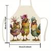 Мультяшный льняной фартук с петухом. Регулируемый кухонный фартук в стиле фермерского дома для семейной готовки.
