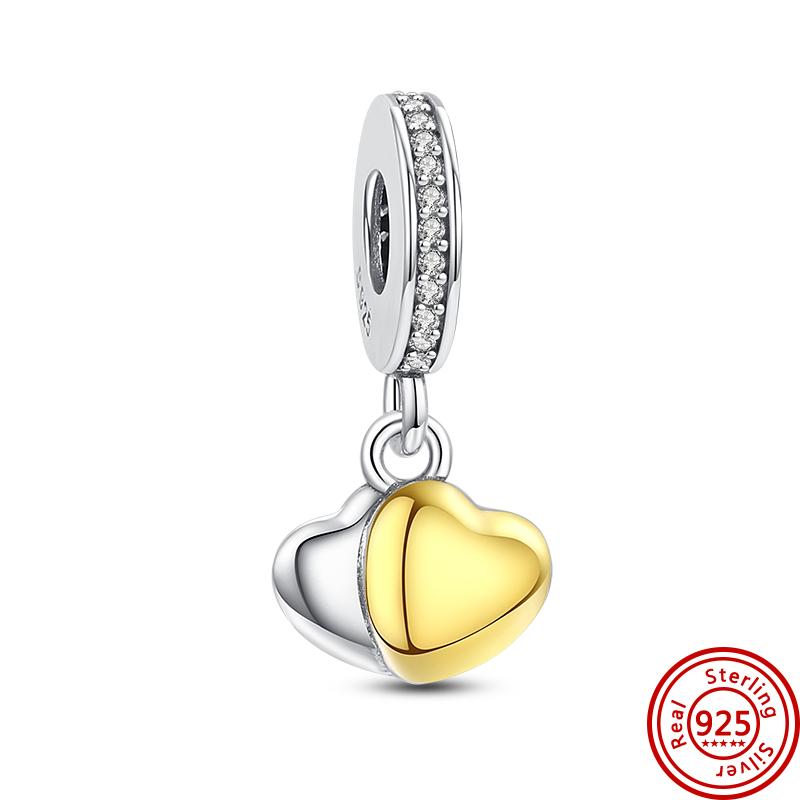 Распродажа 925 пробы серебряные бусины в форме сердца для замков, подвеска, подходит для оригинального браслета с подвесками, ювелирные изделия, подходящие для девушки, жены, подарок
