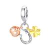 100% S925 Sterling Silver Pendant Sparkling Snowflake Rose Daisy Flower Bee Clip Charm Bead Fit Original  Bracelet Jewelry