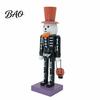 Unique Halloween Party Decoration Nutcracker Wooden Figurine, Hand-Painted Skeleton Soldier Ornament, Retro Style Decorative Statue for Home Tabletop