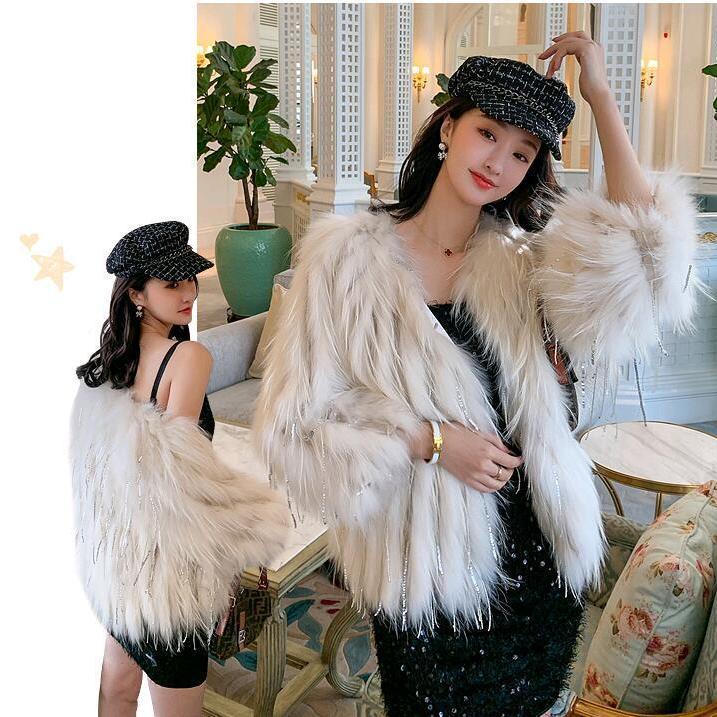The Same Style As The Internet Celebrity's Dreamy Galaxy Winter New Patchwork Fur Coat for Women with Fox Fur and Raccoon Fur Braiding