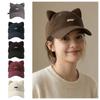 Wide Brim Embroidery Letter Baseball Cap Embroidered Peaked Cap Simple Cat Ear Hat  Men