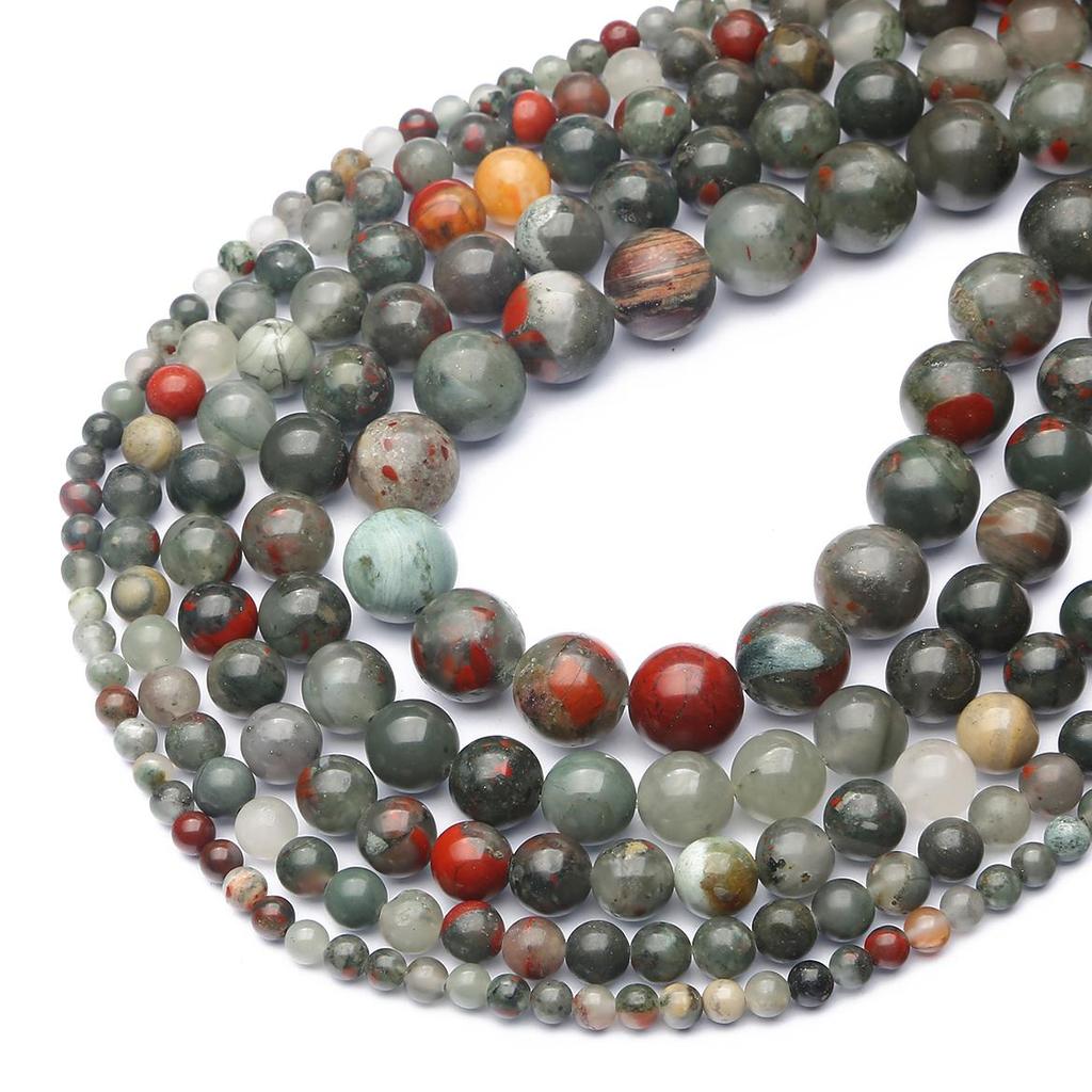 Натуральные африканские бусины из кровавого камня, круглые драгоценные камни, 15 дюймов, нить 4, 6, 8, 10, 12 мм, размер на выбор для изготовления ювелирных изделий