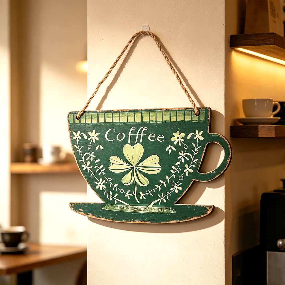Creative Coffee Shop Signage Vintage Door Pendant Kitchen Logo Wall Hanging  Background Prop