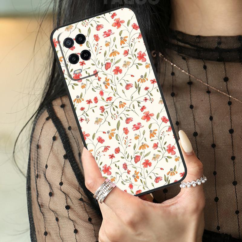 Чехол-органайзер с цветочным принтом для Oppo A74 A94 A54 A80 A60 A40 A18 A38 A58 A78 A98 A96 A76 A16 A15 A17 A57 A77 A5 Pro
