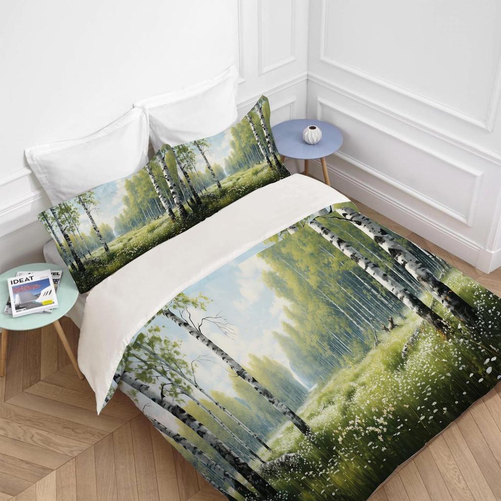 Forest Theme Three-Piece Quilt Cover 3D Digital Printing Bedding Set Bed Cover