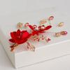 Red Flower Pearl Bride Duckbill Clips Festival Hairpins Chinese Hanfu Hair Clips Women Barrettes
