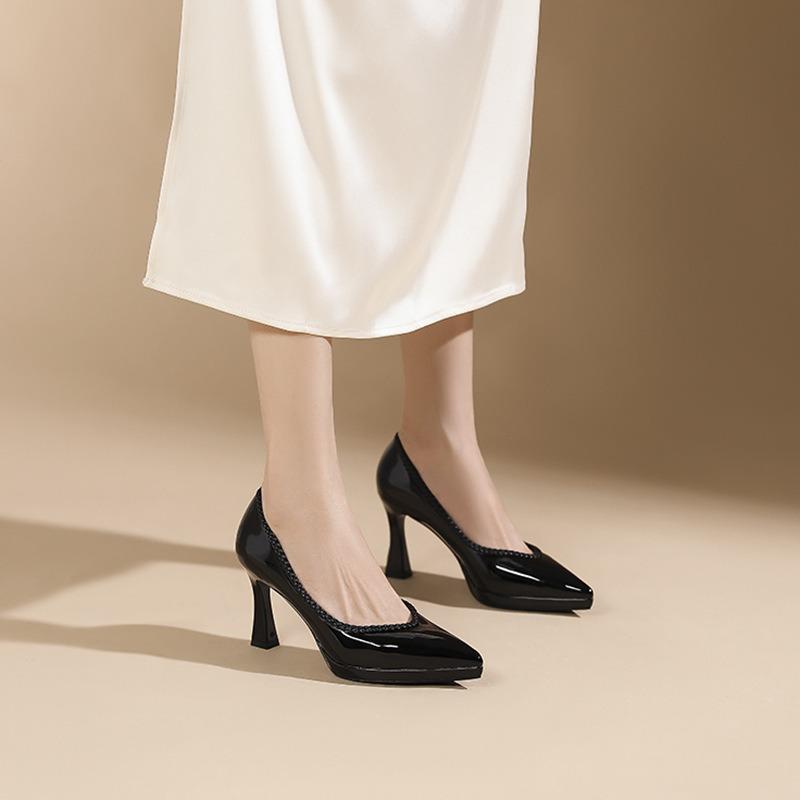 - Банкетные туфли на высоком каблуке женские с острым носком туфли-стилеты одинарные осенние новые водонепроницаемые на платформе не устают ноги женская обувь