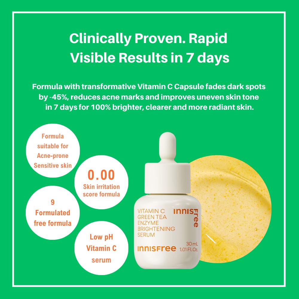 Innisfree Vitamin C Green Tea Enzyme Brightening Serum 30ml+7ml