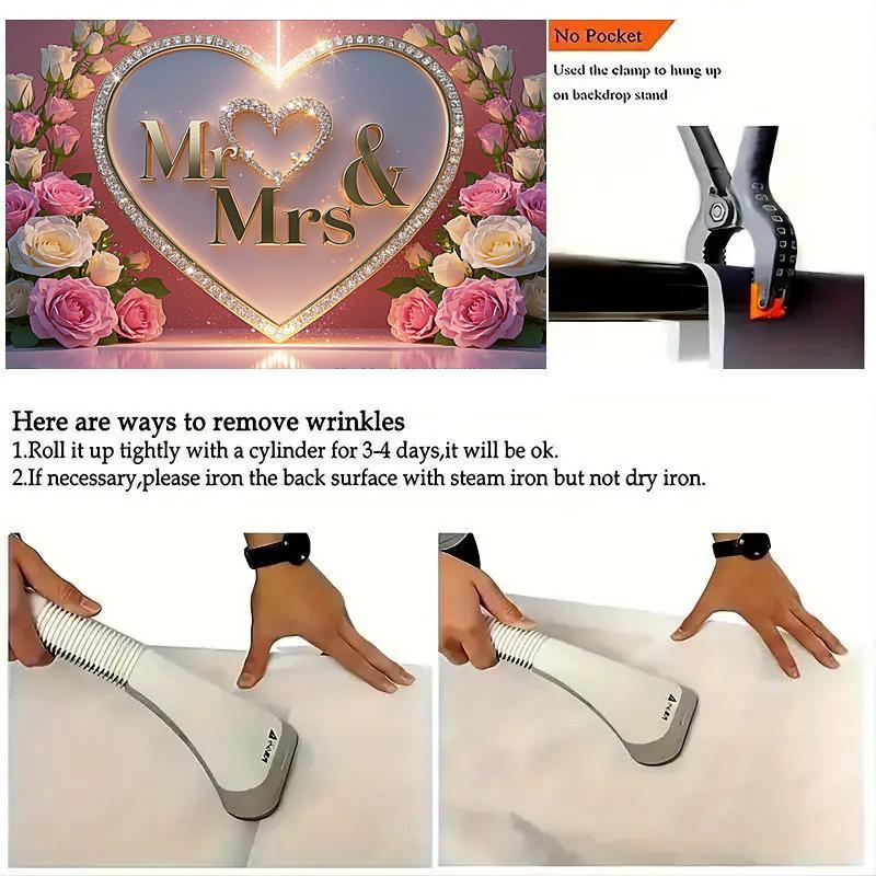 Фон «Мистер и миссис» с розами и блестками для романтической свадьбы, помолвки, декора вечеринки — универсальный фон для фотографий, для помещений и улицы