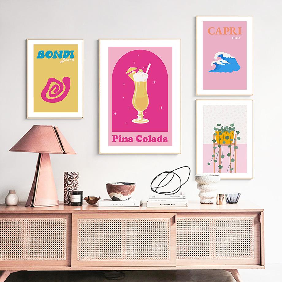 Водка Маргарита Капри Голубая лагуна растение коктейльные постеры и принты настенная живопись на холсте для гостиной декоративные картины