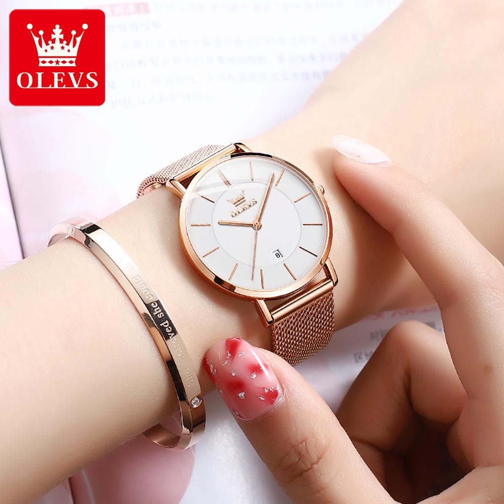 OLEVS Women's Watches Trend Trend Original Quartz Wristwatch Stainless Steel Mesh Strap Ultra-thin Dial Outdoor Casual Wear 5869