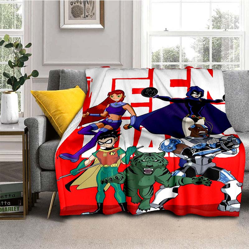 Teen Titans Go Family Blanket Flannel Vintage Soft Throw Blankets for Chair Covering Sofa Winter,