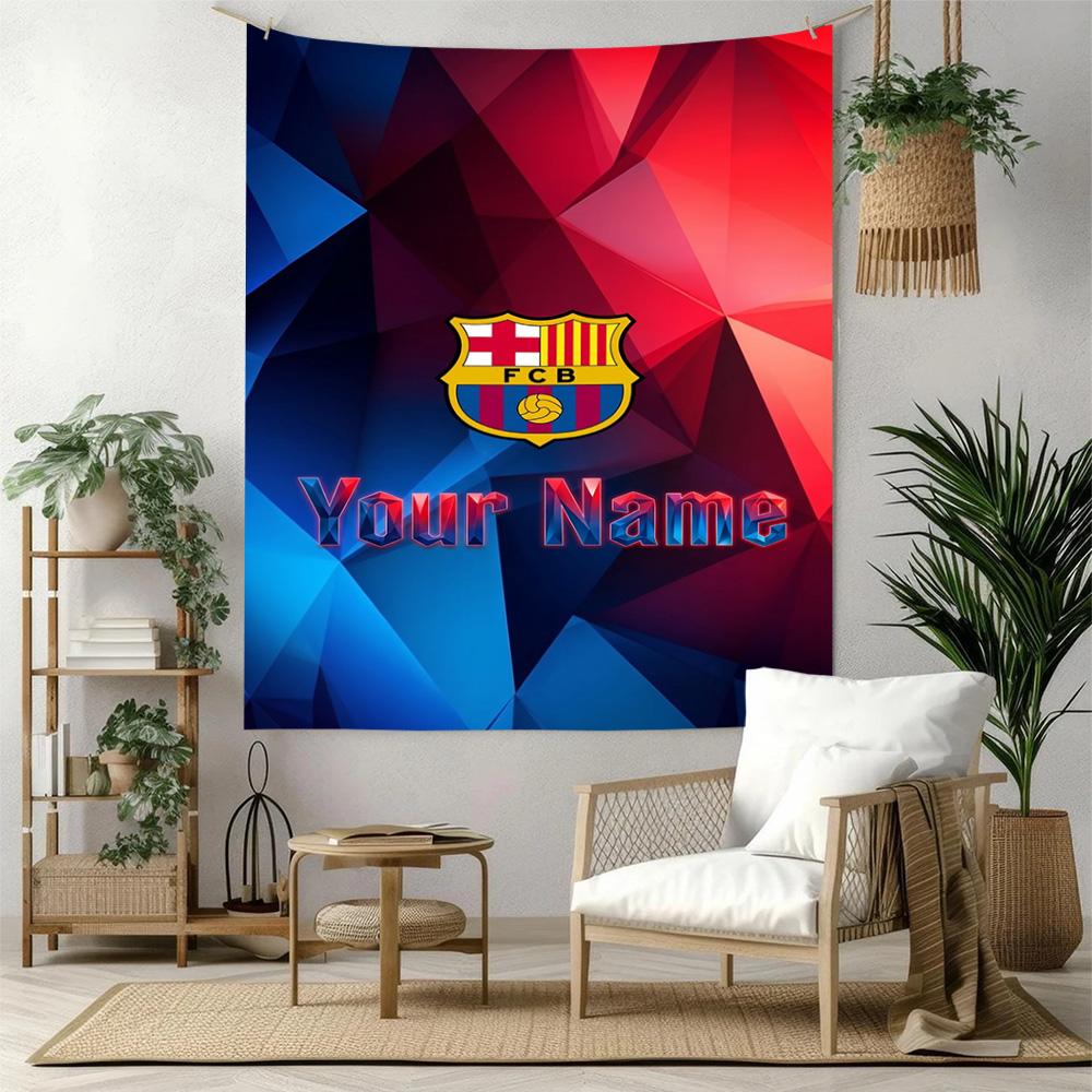 Barcelona Club Customize Your Name Tapestry Customizable Wall Tapestry Vibrant Fade-Resistant Print Suitable for Dorm Room Four Seasons Decor
