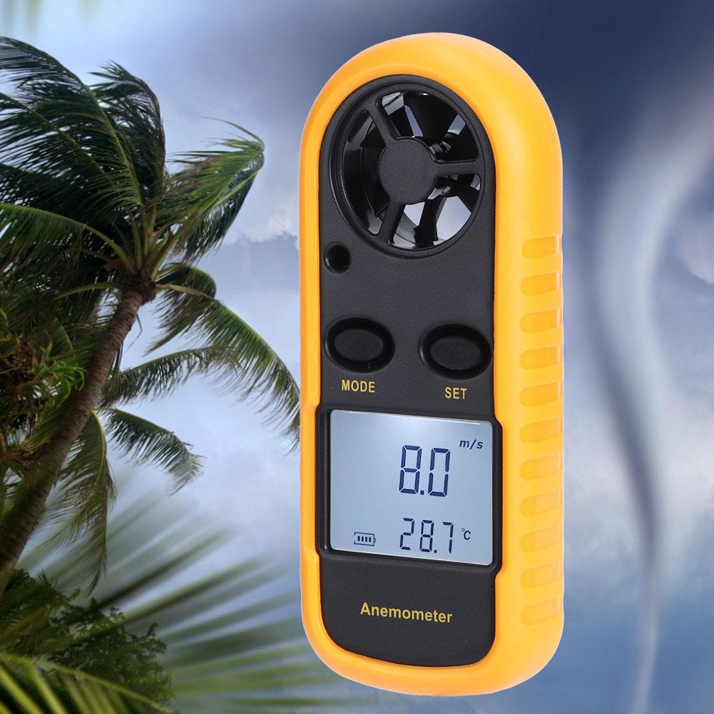 Mini Handheld Electronic Digital Anemometer LCD Wind Speed Temperature Meter Tester