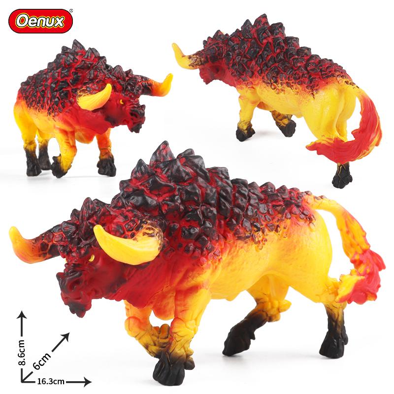 Oenux Original Savage Dinosaurs Myth Dragon Animals Model Fire Bull Octopus Monster Crab Action Figures Kids Collection Toy Gift