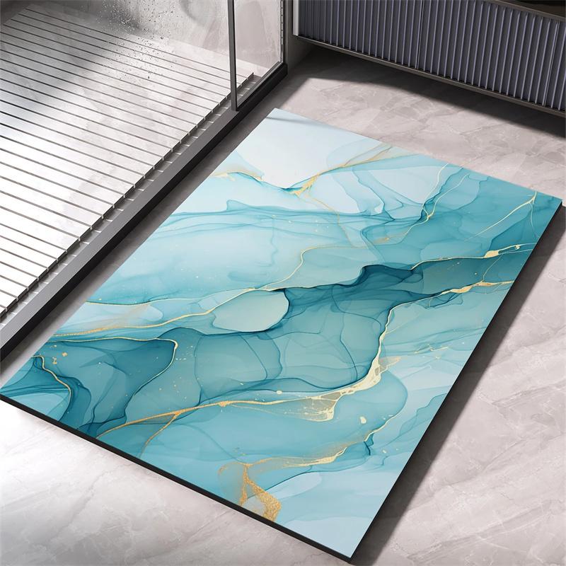 Marble Pattern Kitchen Mat Doormat Carpet Durable Absorbent Non-Slip Entrance Bedside Rug Washable Living Room