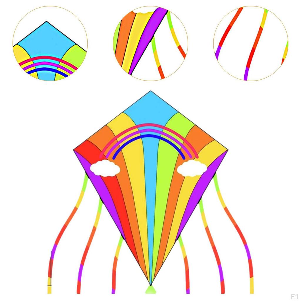 Воздушный змей Rainbow Diamond с одной леской, легко управляемый, игрушки для улицы, 328 футов, ручка в комплекте