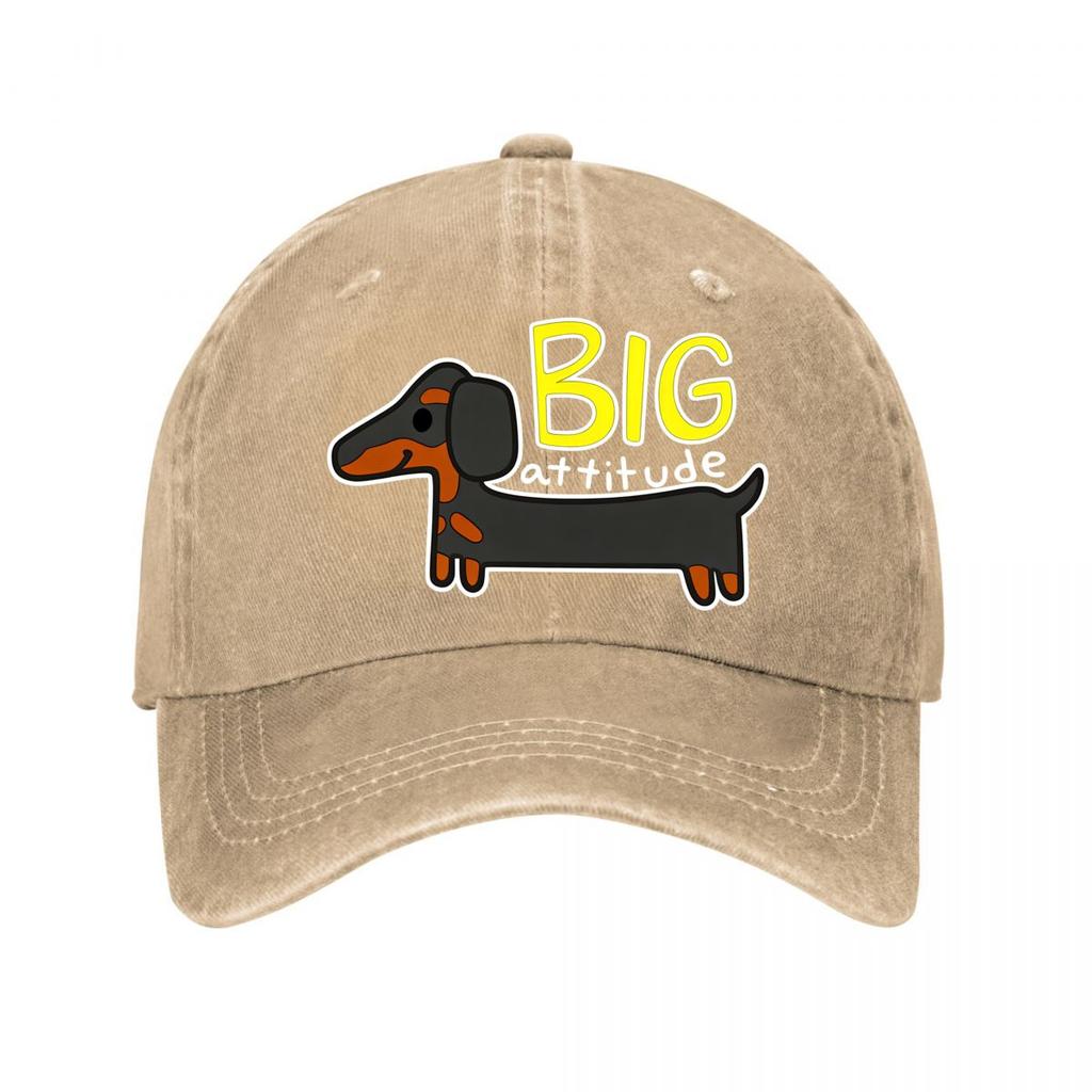 Big Attitude Dachshund Snapback Hat New Vintage Washed Cotton Baseball Cap Parent Kids Sun Hats