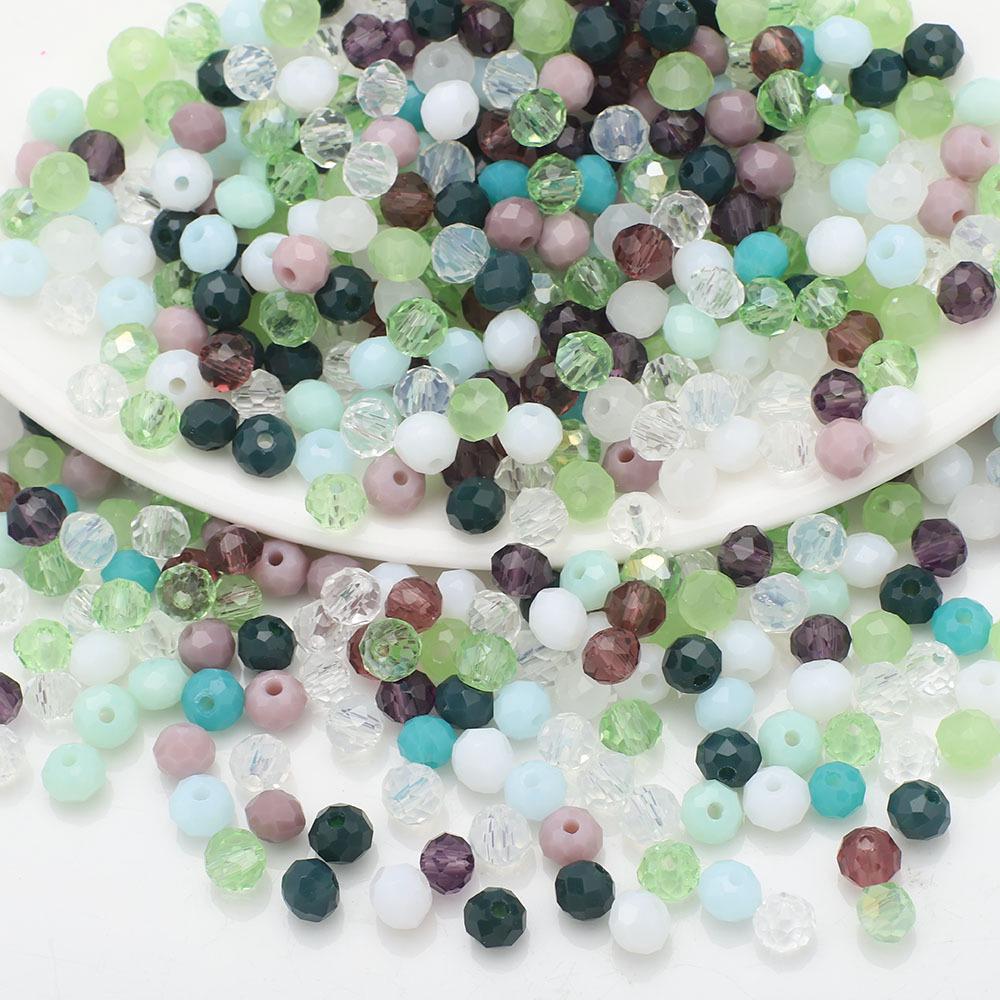 Multicolor Flat Bead Set: DIY Bracelet Spacer & Crystal Glass Beads In 4/6/8 Sizes