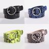 Молодежный флуоресцентный цвет, змеиный узор, круглая пряжка, летний, повседневный, модный, европейский и американский женский ремень