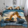 Boys Excavator Bedding Duvet Cover King Bed Engineering Construction Vehicles Digger Kids Boys Quilt Cover Set with Pillowcase