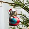 Christmas Modern Home Decoration,Car Pendant Hanging Ornament2d Acrylic Funny Cat Christmas Tree Ornament Cat Acrylic Ornament