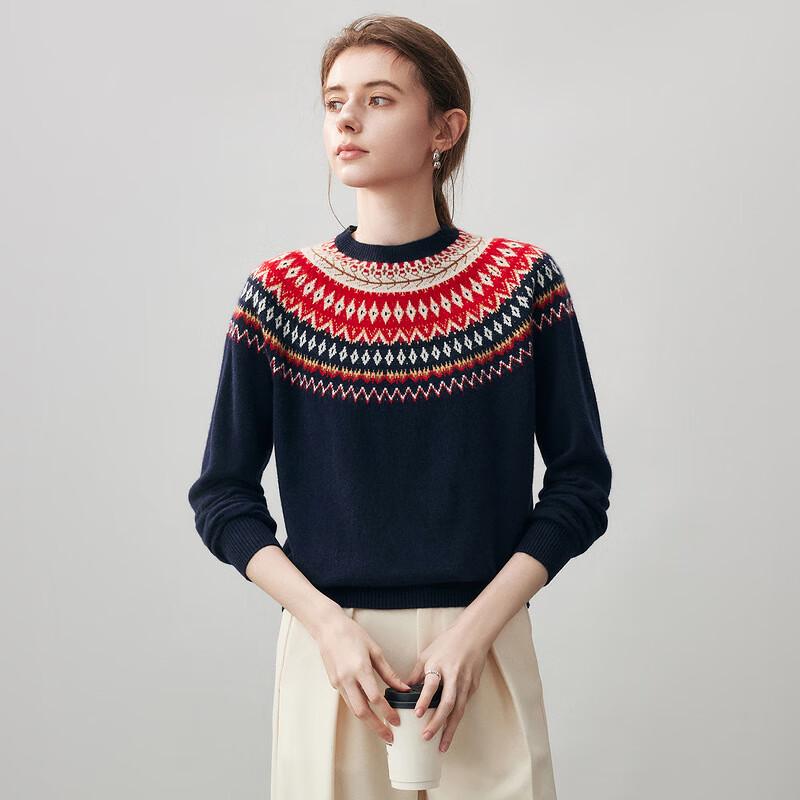 Komon Boca Women's 2025 Autumn/Winter Fair Isle Cashmere Sweater