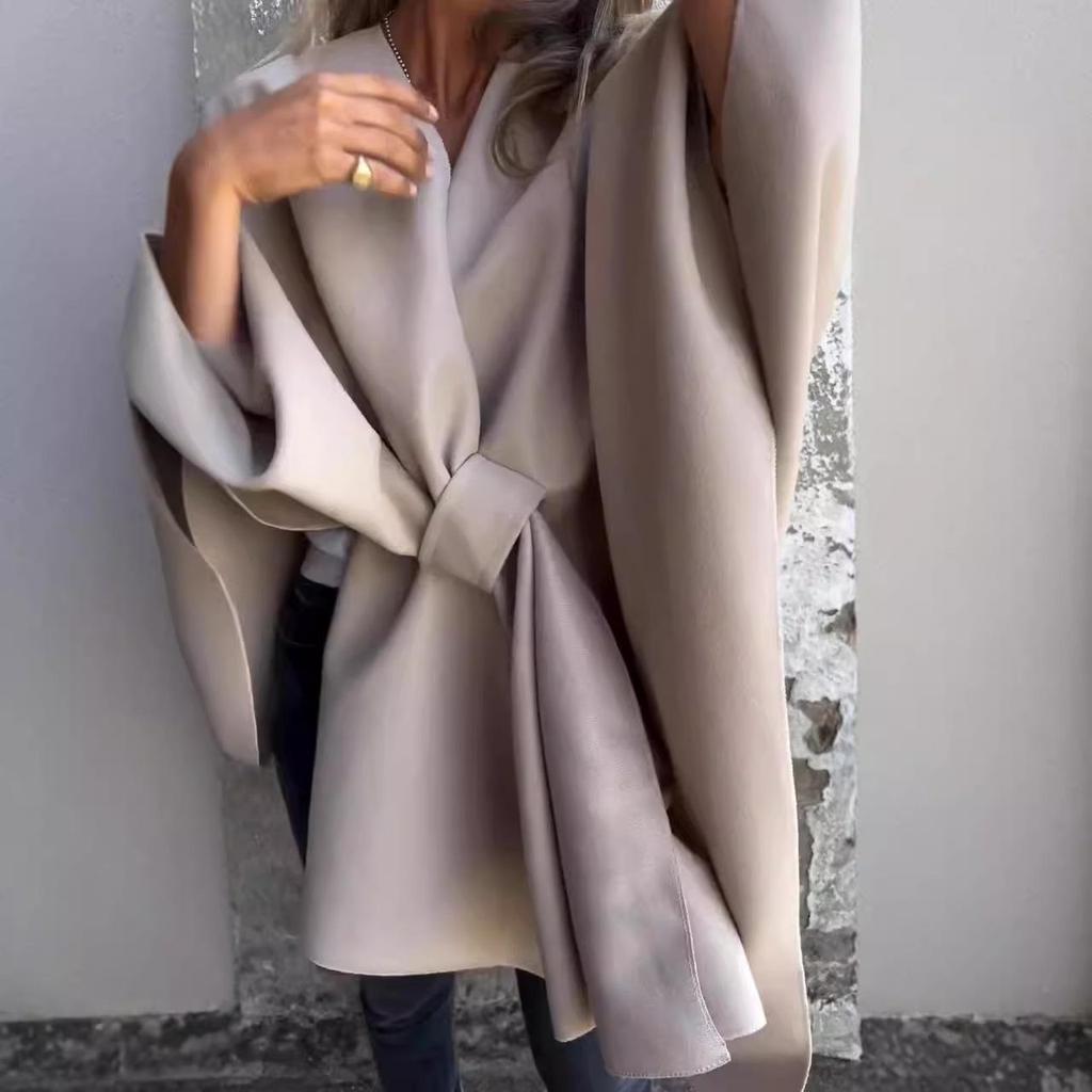 European and American Autumn/Winter Shawl Cloak - Slimming, Warm, Solid Color, Versatile Coat