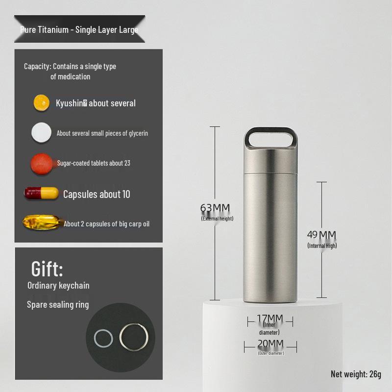 Водонепроницаемая мини-таблетница из нержавеющей стали - Портативный, влагозащищенный дорожный контейнер для лекарств
