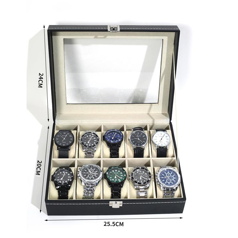 Кожаная коробка для хранения часов Простая футляр-витрина для часов из искусственной кожи с замком Подарочная упаковка для мужских часов Высококачественная коробка для часов