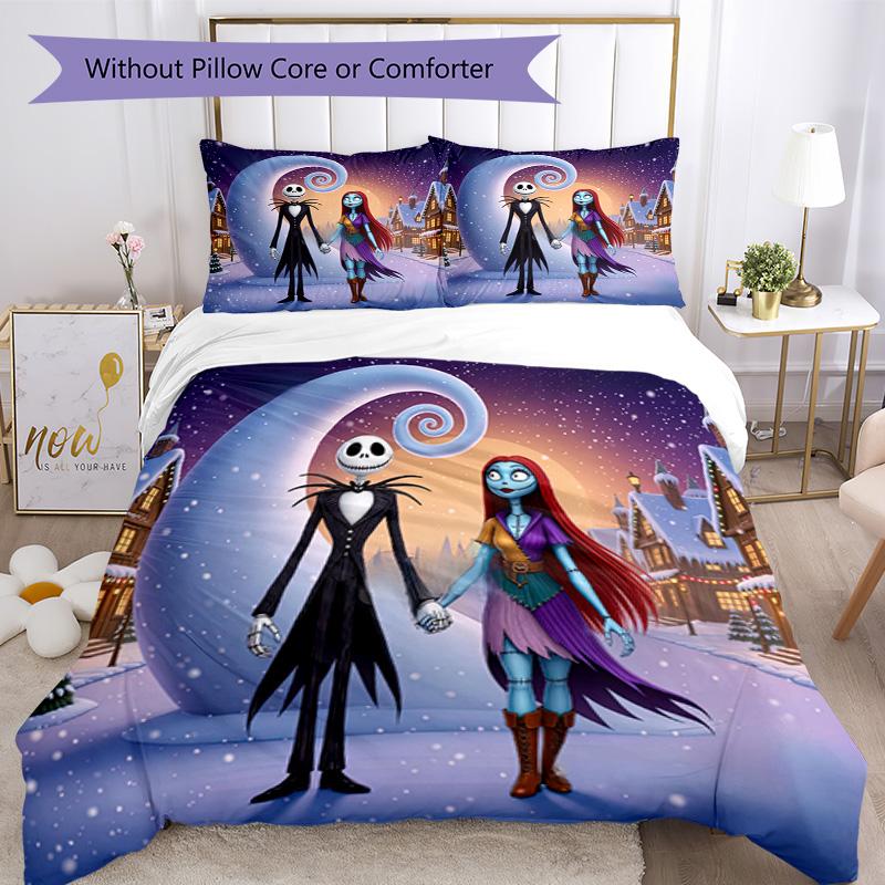 Christmas Nightmare Bedding Set Breathable Duvet Cover with Pillowcases Decorative Bed Linen for Bedroom Home Decoration Birthday Gift