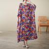 Short Sleeve Plus Size Cotton Linen Vintage Floral New In Dresses for Women Casual Loose Long Summer Dress