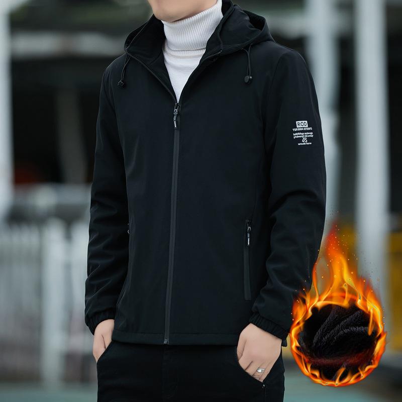 Men's Hooded Jacket Spring and Autumn New Casual All-match Tops Stand Collar Jacket Men's Coat Clothes