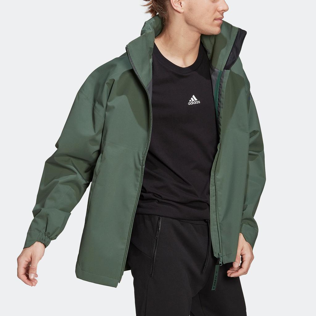 Adidas Terrex C Myshelter R.R. Solid Stripe Zip-Up Collar Jacket Men Jacket Green HG6028
