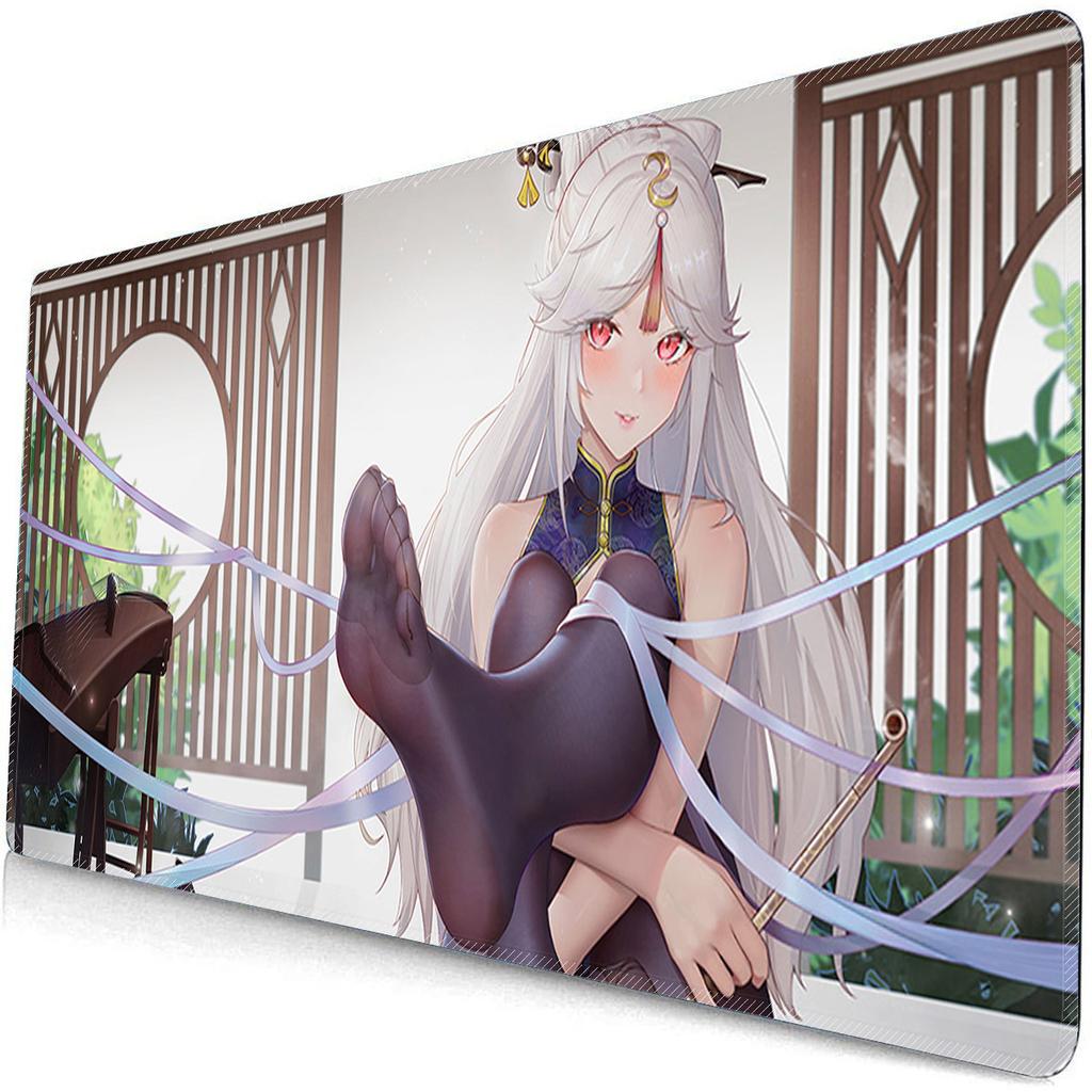 Большой Коврик для Мыши Genshin Impact Коврик для Мыши XXL Игровые Аксессуары Нингуан Игровой Клавиатурный Настольный Коврик Нескользящий Ноутбук Аниме Коврик для Мыши