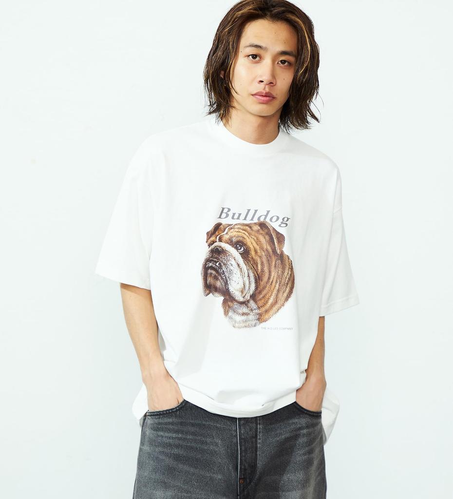 Lee Bulldog Print White Men's T-Shirt,
