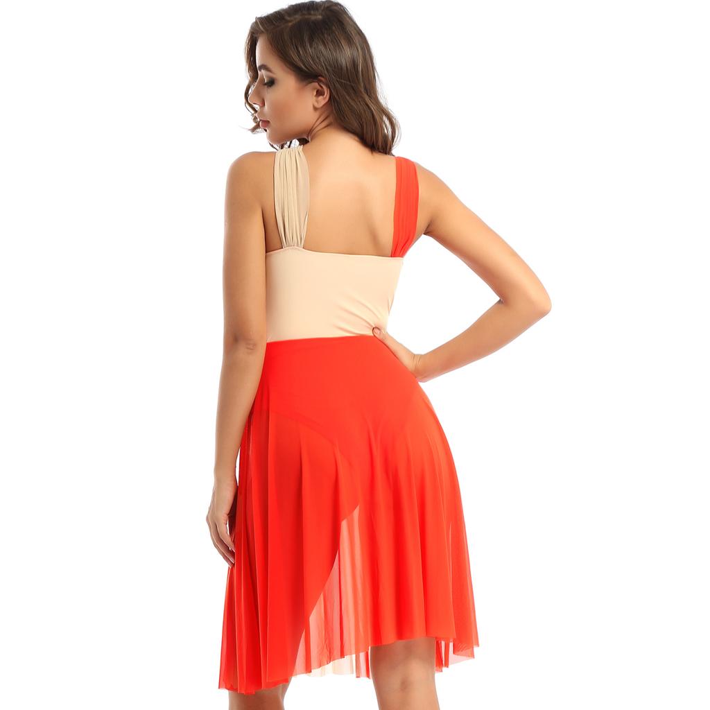 Женское лирическое танцевальное платье, современный балетный костюм, цветное трико, платье