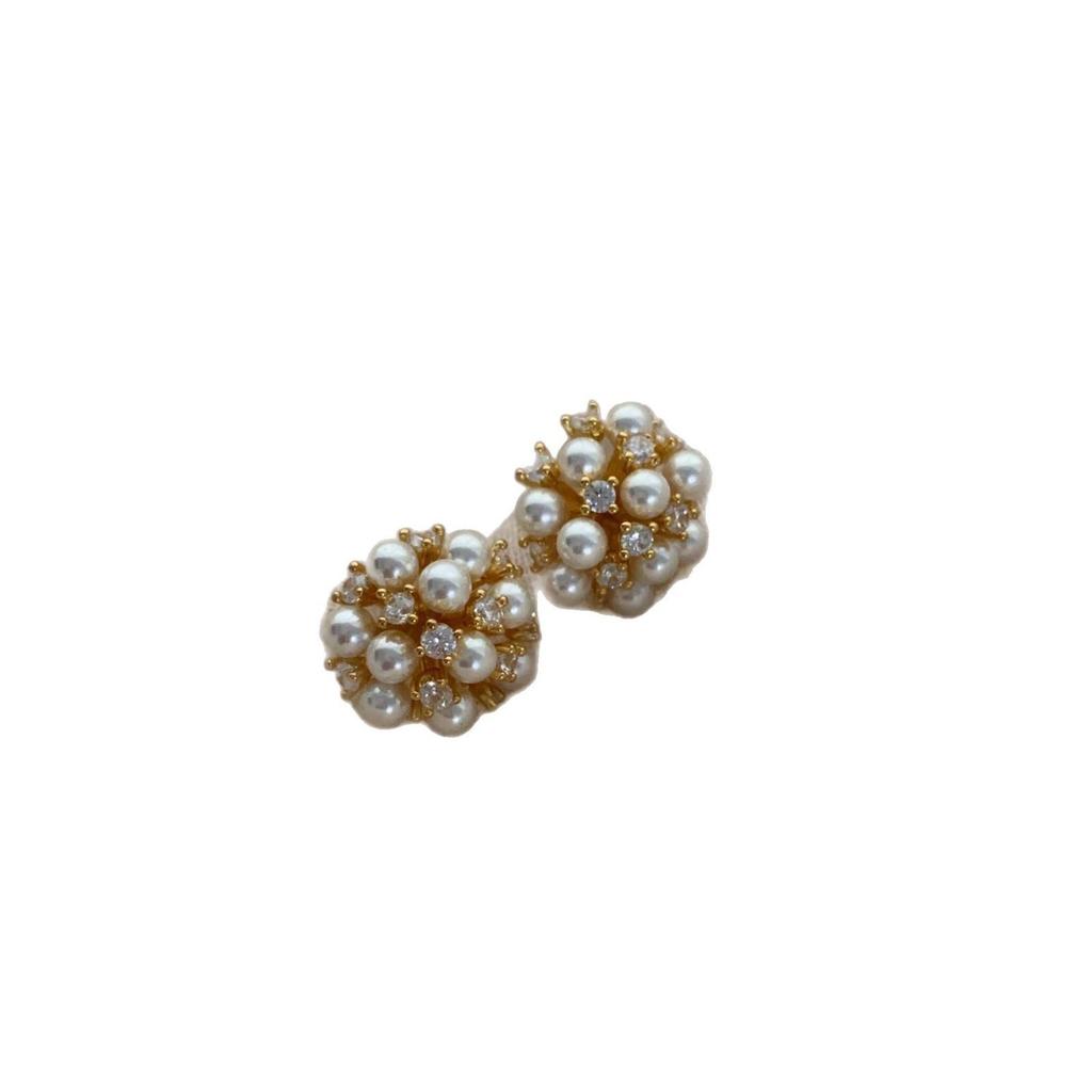 Pearl Ball Cute Playful Stud Earrings Spring And Summer French Retro Versatile Small Fresh Commuter Pearl Earrings