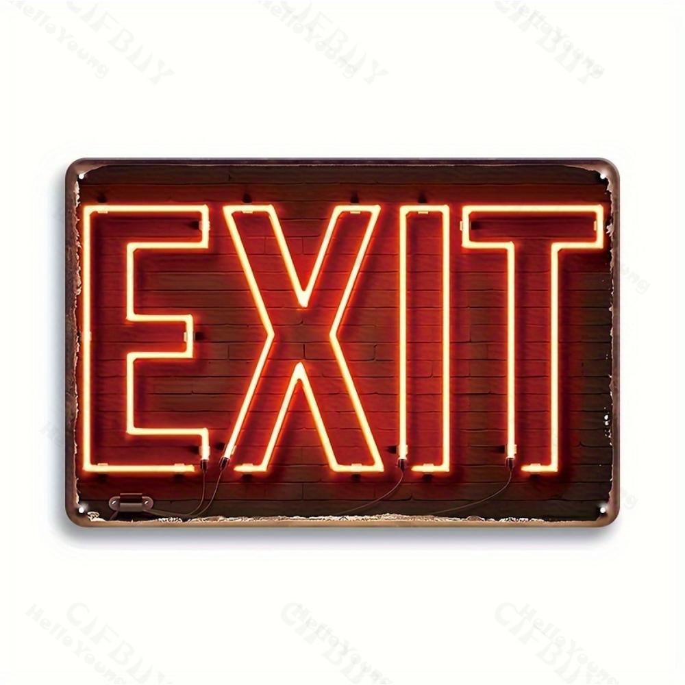 Vintage Neon Exit Sign Metal Wall Art Perfect for Home Bar Garden Coffee Shop Ideal for Christmas Thanksgiving Halloween Decor