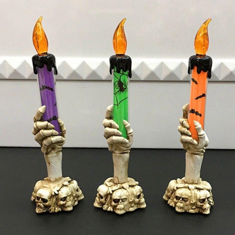 Spooky Halloween Skull Skeletal Hand Stand Led Candle Lamp With Vibrant Colors