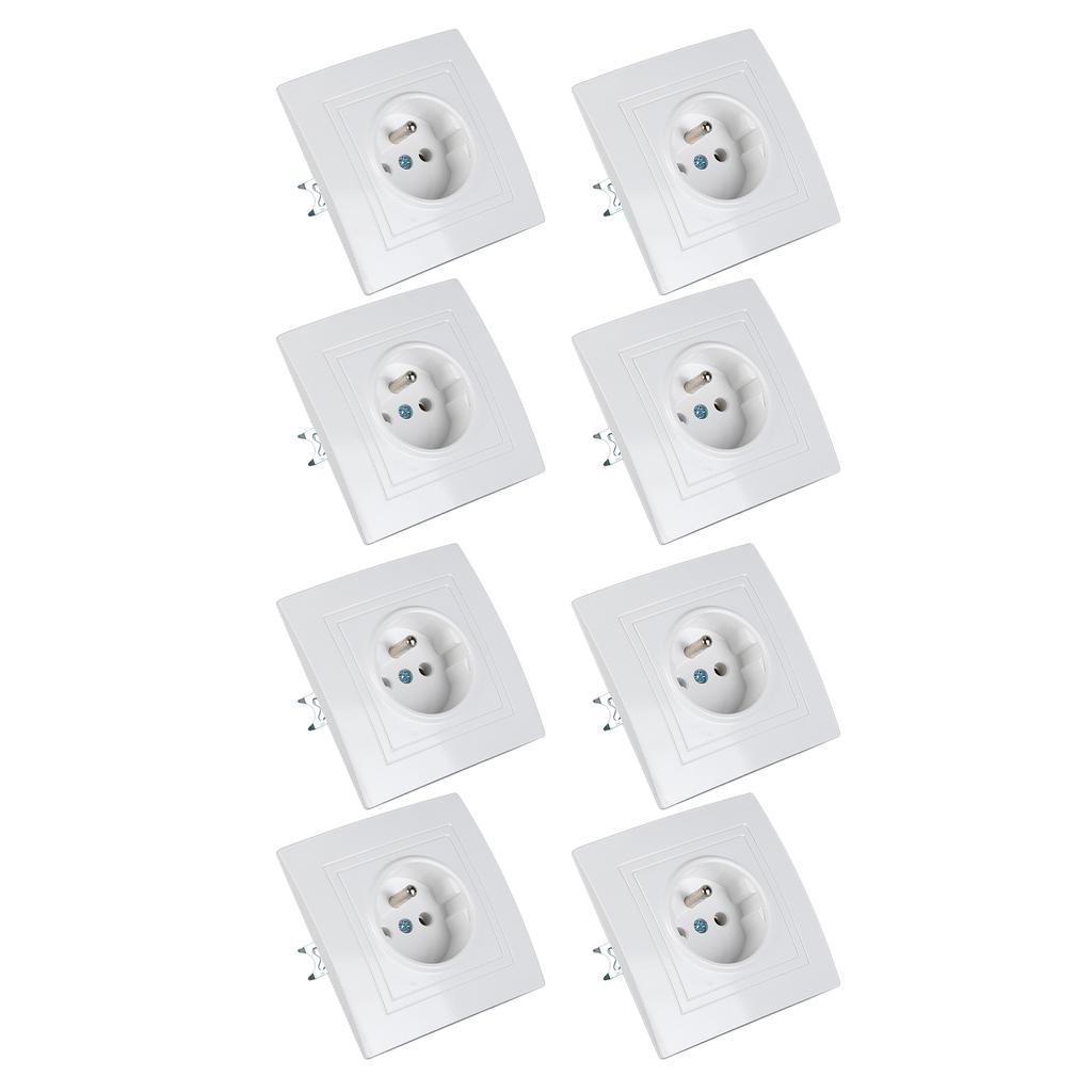 8pcs French Standard Socket 16A  Wall Mounted Socket Wall Outlet for Home Office Hotel