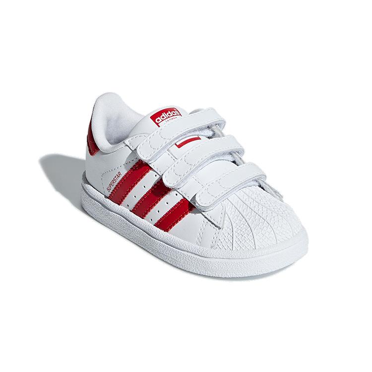 adidas Оригинальные SUPERSTAR CF Синтетическая кожа Удобные Нескользящие Низкие Детские Туфли Белый Красный Малыш CG6639