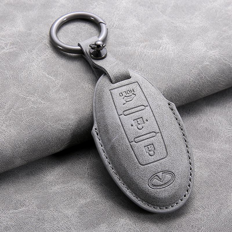 Leather Car Key Cover Case for Infiniti Q50L QX50 QX60 QX55 Q70 Q70L Q30 QX30 QX70 ESQ XQ80 XQ60 Q60S Car Key Rope Keyring