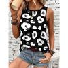 Summer Round Neck Leopard Print Pattern 3D Printed Top Fashionable Casual Sleeveless Women's Tank Tops