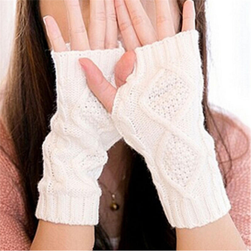 Unisex Men Women Arm Warmer Fingerless Knitted Long Gloves Cute Mittens