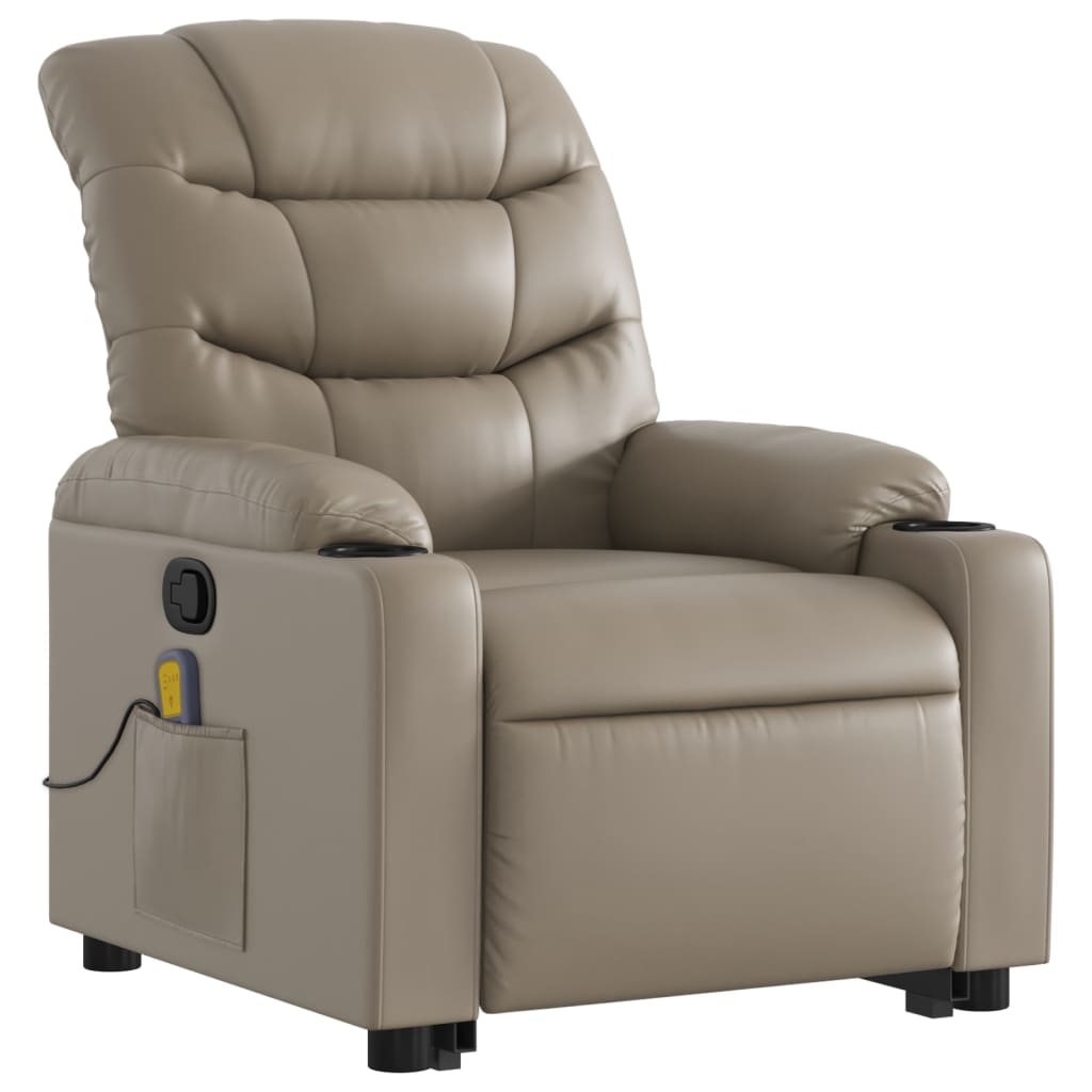 Massage Chair with Rising Function Cappuccino Brown Faux Leather